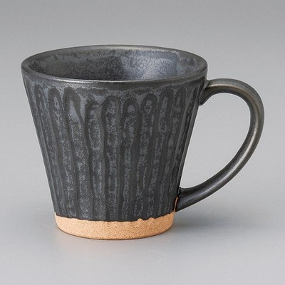 Mino ware Japanese Ceramic Mug Coffee Tea cup Black Shinogi Mug 250ml Japan
