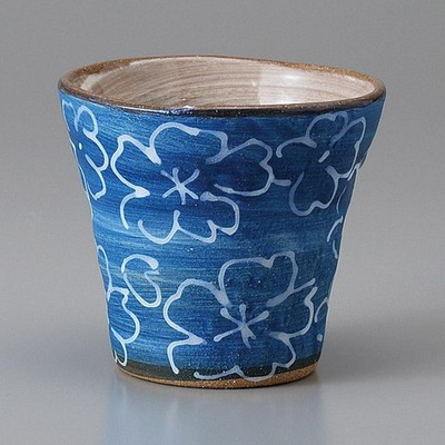 Made in Japan Mino Ware Matte Blue Cherry Blossom Free Cup 350ml