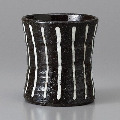 Made in Japan Mino Ware Mikage White Stripe Flared Goblet Rock cup 300ml Japan