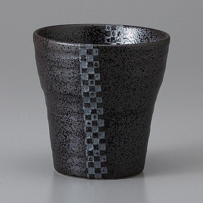 Mino Ware Made in Japan Black Glaze with Silver Accents Shochu Cup Small 280ml