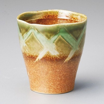 Mino Ware Made in Japan Iga Lattice Rock Cup 325 ml Japanese Tableware