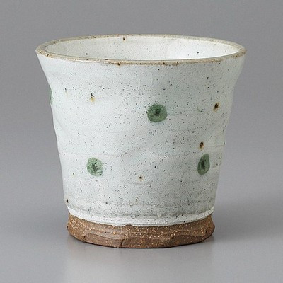 Mino Ware Made in Japan Green Polka Dot Rock Cup 290 ml Japanese Tableware
