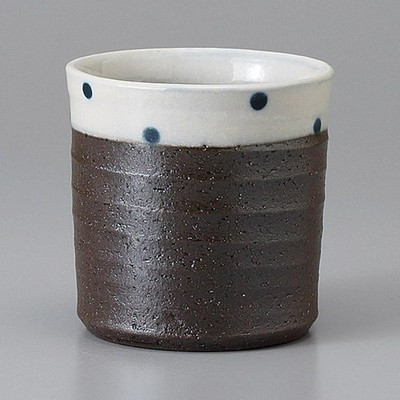 Made in Japan Mino Ware Blue Snow Glaze Polka Dot Rock Cup 320ml Japan