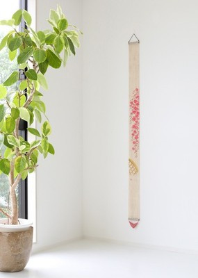 Kyoto Wall Hanging Tapestry Handpainted LinenDouble Weeping Cherry Blossoms