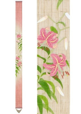 Kyoto Wall Hanging Tapestry Handpainted Linen Kanoko Lily Summer Japan
