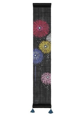 Kyoto Wall Hanging Mini Tapestry Handpainted LinenFireworks Summer Japan