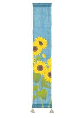 Kyoto Wall Hanging Mini Tapestry Handpainted LinenSunflower Summer Japan