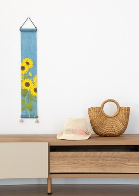 Kyoto Wall Hanging Mini Tapestry Handpainted LinenSunflower Summer Japan