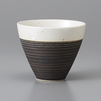 Mino Ware Sencha Yunomi Japanese Green Tea Cup Choco-Uzu Brown Swirl Japan 220ml