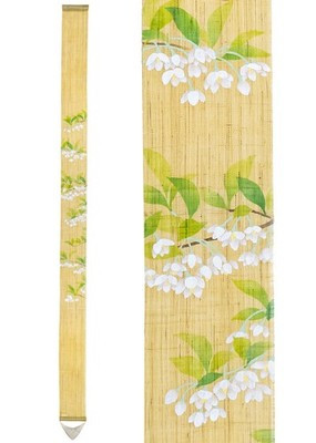 Kyoto Wall Hanging Tapestry Handpainted Linen Japanese Snowbell Summer Japan