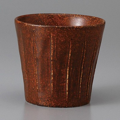 Japanese Mino Ware Iga Faceted Rock Glass 290ml Ceramic Whiskey Tumbler