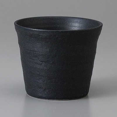 Japanese Mino Ware Ancient Glaze Black Rock Glass 270ml Ceramic Whiskey Tumbler
