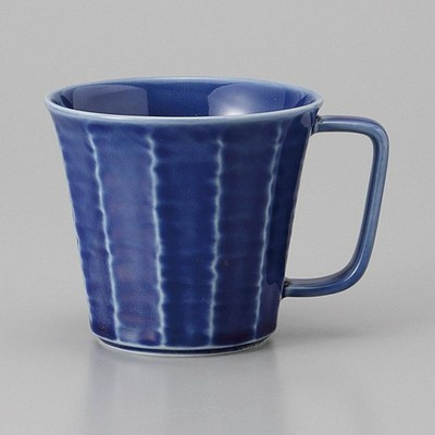 Mino ware Japanese Ceramic Mug Coffee Tea cup Blue Irabo Lightweight Faceted