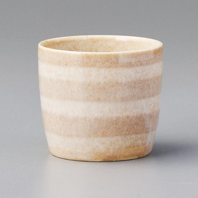 Mino Ware Gray Sencha Japanese Green Tea Cup Dandan Border Beige Japan