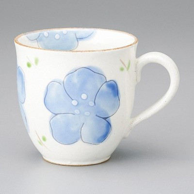 Mino ware Japanese Ceramic Mug Coffee Tea cup Flower Pattern Blue Made in Japan