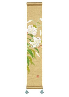 Kyoto Mini Tapestry Handpainted LinenGolden Kanoko Lily Summer Japan