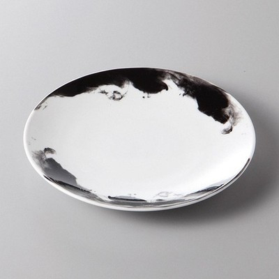 Japanese Sumi Ink Zen 6.7" Round Plate Mino Ware Ceramic Dish Made in Japan