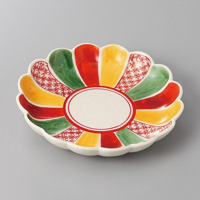 Japanese Seto Ware Chrysanthemum Small Plate Tricolor Floral 6.1" Japan