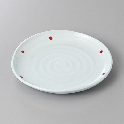 Japanese Celadon Red Jewel Round Plate Seto Ware Ceramic Dish 7" Made in Japan
