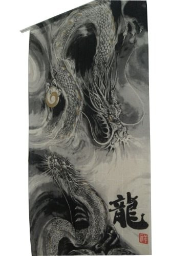 Noren Japanese hanging curtain Dragon cloud black UNRYU 85 x 150cm from japan