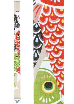 Kyoto Tapestry Handpainted Linen Koinobori Carp Streamers Japan