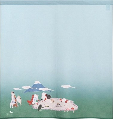 Noren Japanese door curtain tapestry 85x90cm Polyester Kuniyoshi Goldfish Bath