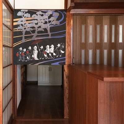 Noren Japanese door curtain tapestry 85x90cm Kitsune no Yomeiri Fox Wedding