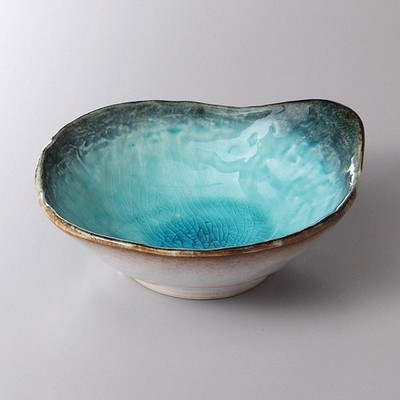 Mino Ware Sky Blue Jun Glaze Tonsui Bowl Japanese Hot Pot Serving Dish Japan