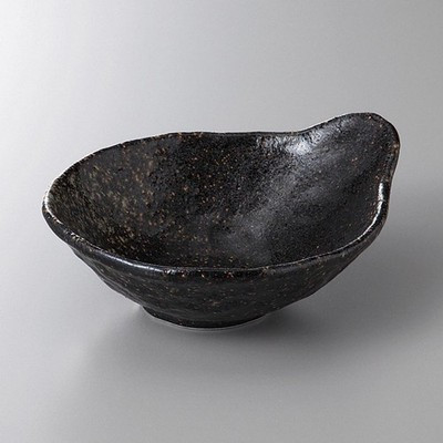 Japanese Mino Ware Kuro Karatsu Black Glaze Tonsui Bowl 320cc 17cm Pottery Dish