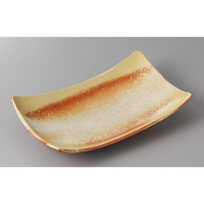 Japanese Mino Ware Crystal Glaze Footed Rectangular Sushi Sashimi Plate 19cm