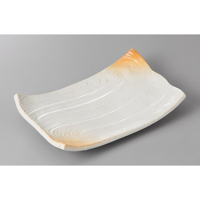 Japanese Mino Ware Hiiro Shino Rectangular Grilled Fish Serving Plate 21cm Japan