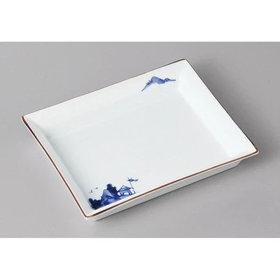 Japanese Mino Ware Landscape Rectangular Sushi Sashimi Serving Plate 15cm Japan