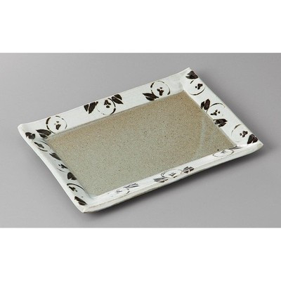 Japanese Seto Ware Karatsu Style Camellia Rectangular Grilled Fish Plate 21.7cm
