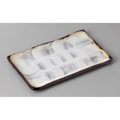 Japanese Seto Ware Bizen Shino Rectangular Sushi Sashimi Serving Plate 23.5cm