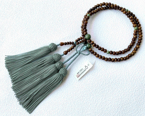 Kyoto Juzu Japanese Buddhist Mala Bracelet Jodo-shinshu Ryokudan Saussurite