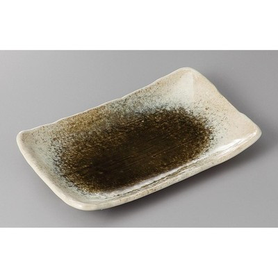 Japanese Mino Ware Oribe Kasumi Rectangular Sushi Sashimi Serving Plate 19.5cm
