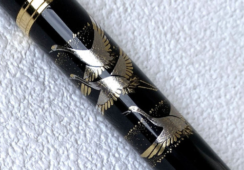 Maki-e Urushi Lacquer Makie Fountain Pen Yamanaka lacquerware Crane Motif Japan