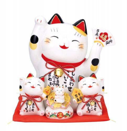 Manekineko lucky cat SETO yaki ware piggy bank lucky item 28cm