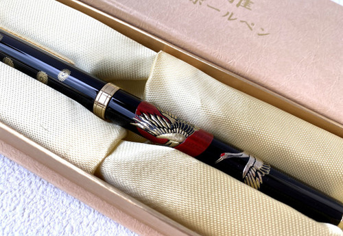 Maki-e Urushi Lacquer Makie Ballpoint Pen Yamanaka lacquerware Crane Sun Japan