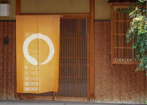 Kyoto Enso Noren Door curtain Roketsu dye Batik Handdye Beige Japan 85 x 150 cm