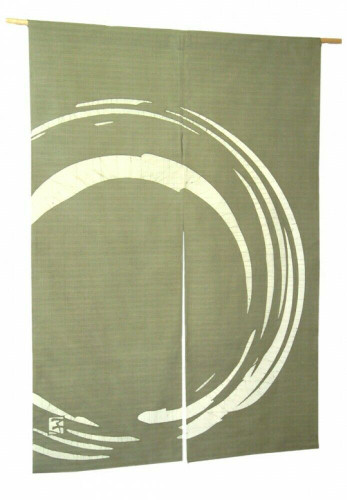 Kyoto Enso Maru Pattern Noren Door curtain Roketsu dye LightGreen 85x120cm Japan