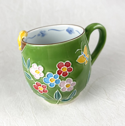 Kyo Kiyomizu yaki ware Mug Coffee Tea Cup auspicious Owl Fukuro Handpaint Japan