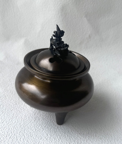 Koro Japanese Bronze Incense burner Takaoka Shishi Foo dog Style Japan