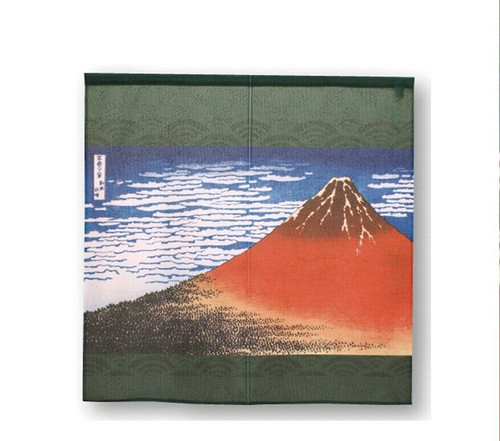 Noren Tapestry Japanese door curtain Hokusai Green 90x85 Fuji Gaifu Kaisei japan