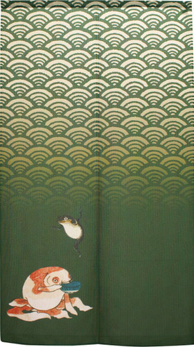 Noren Tapestry door curtain Utagawa Kuniyoshi Green Kingyo Goldfish Japan
