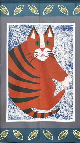 Noren Tapestry Japanese Hanging door curtain Cat Neko Japan Cat and Leaf Japan