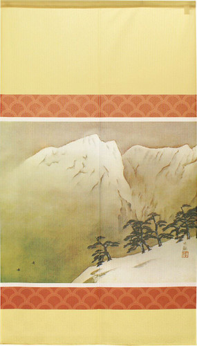 Noren Japanese Hanging Door Curtain Tapestry Snowy Mountain 2 Beige Taikan Japan