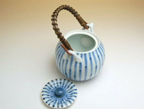 Dobin Arita yaki ware Japanese Green Tea pot Tokusa Stripe pattern 460ml Japan