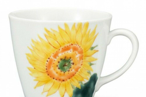 Kutani yaki porcelain Japanese Mug Coffee Tea cup sunflower pattern Japan
