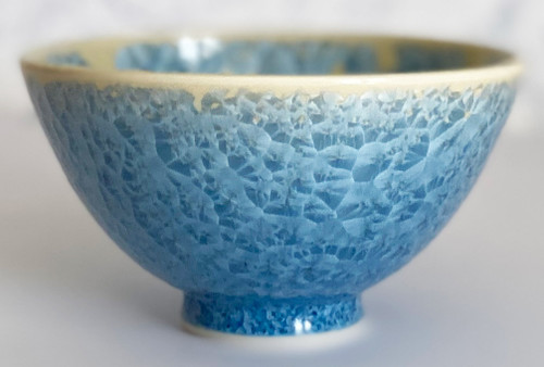 Japanese Chawan Rice Bowl Kyo Kiyomizu yaki ware Crystal glaze Hanada Japan